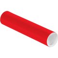 The Packaging Wholesalers Colored Mailing Tubes With Caps, 2" Dia. x 9"L, 0.06" Thick, Red, 50/Pack P2009R